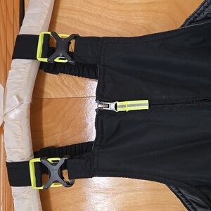 Worn 1x Champion black w/neon green details bib ski pants size small 6-7
